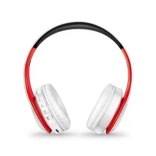 Blue and White Folding Wireless Stereo Headphones with Built-in Mic
