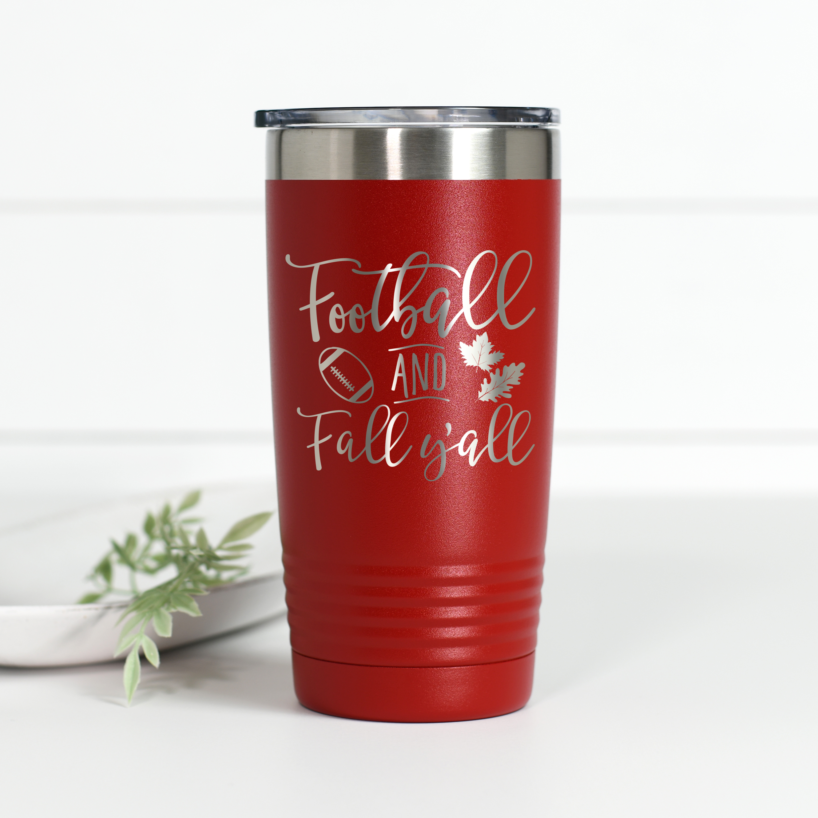Football and Fall Y'all 20 oz Engraved Tumbler