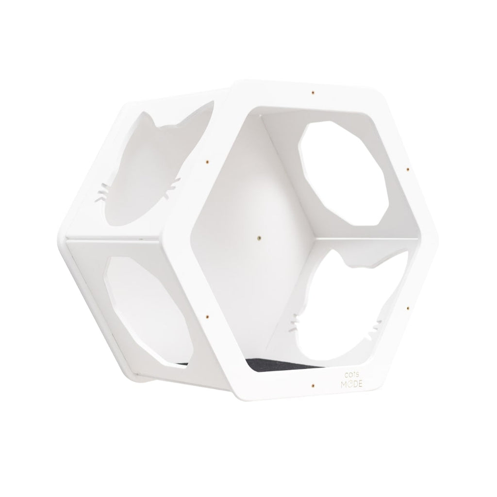 Modern white wall-mounted cat climbing shelves for indoor wall play