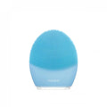 Blue Foreo LUNA 3 facial cleansing device with soft silicone bristles.
