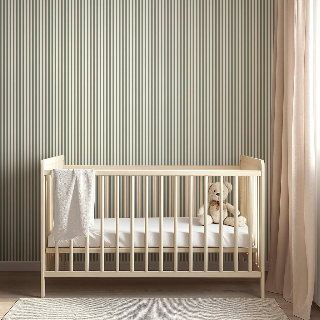 Meyer Pinstripe Wallpaper - Minimalist Neutral Beige & Cream