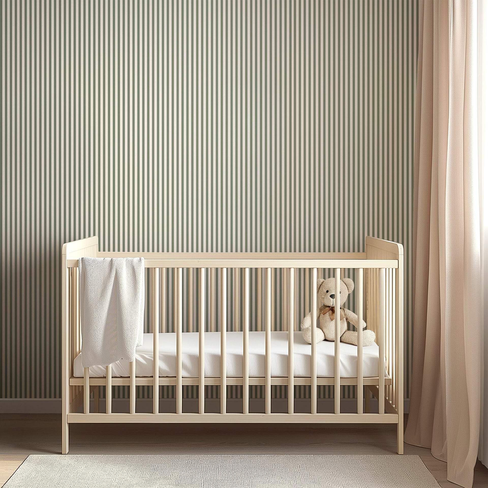 Meyer Pinstripe Wallpaper - Minimalist Neutral Beige & Cream