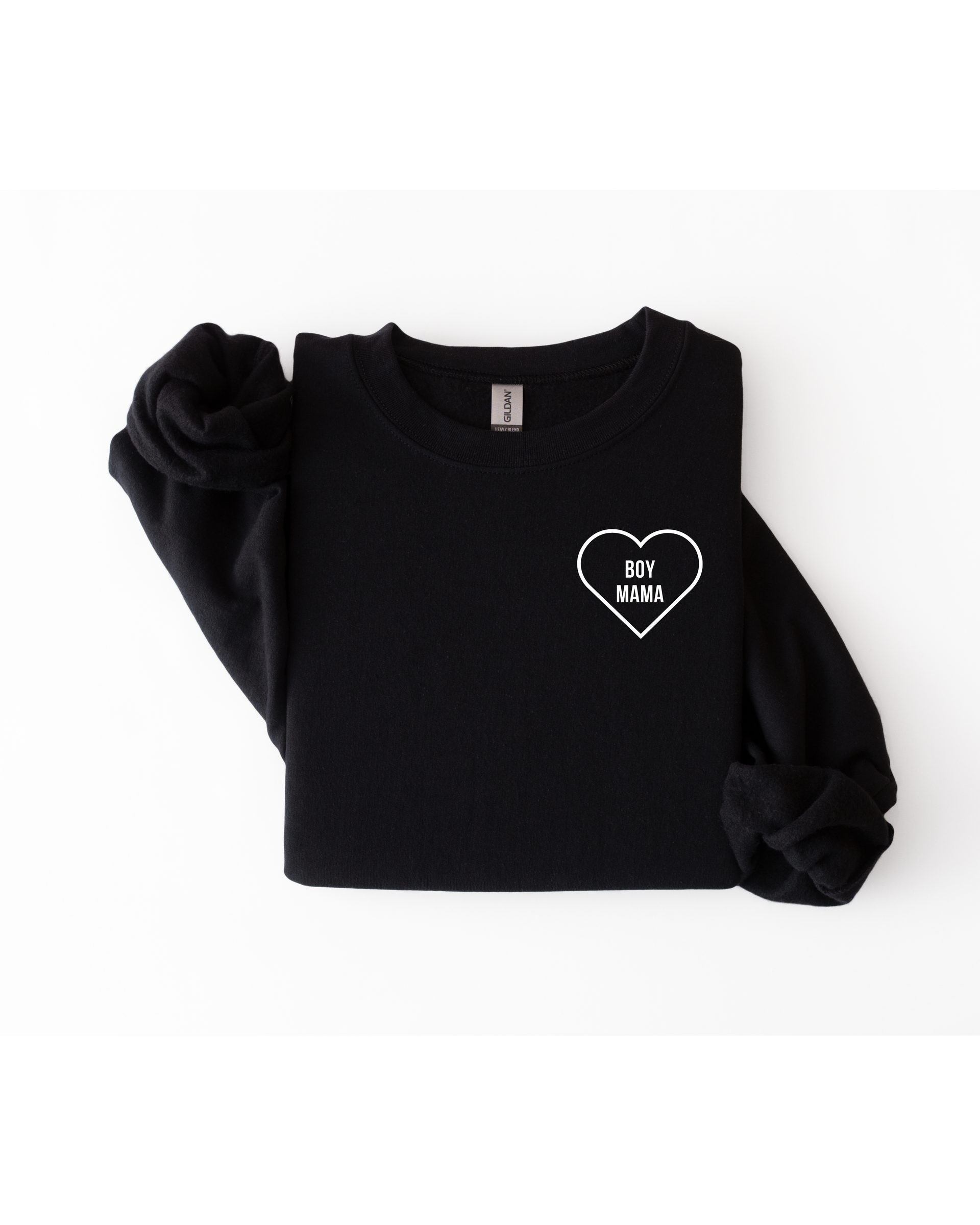 Close up of Boy Mama Pocket Sweatshirt in 100% cotton fabric