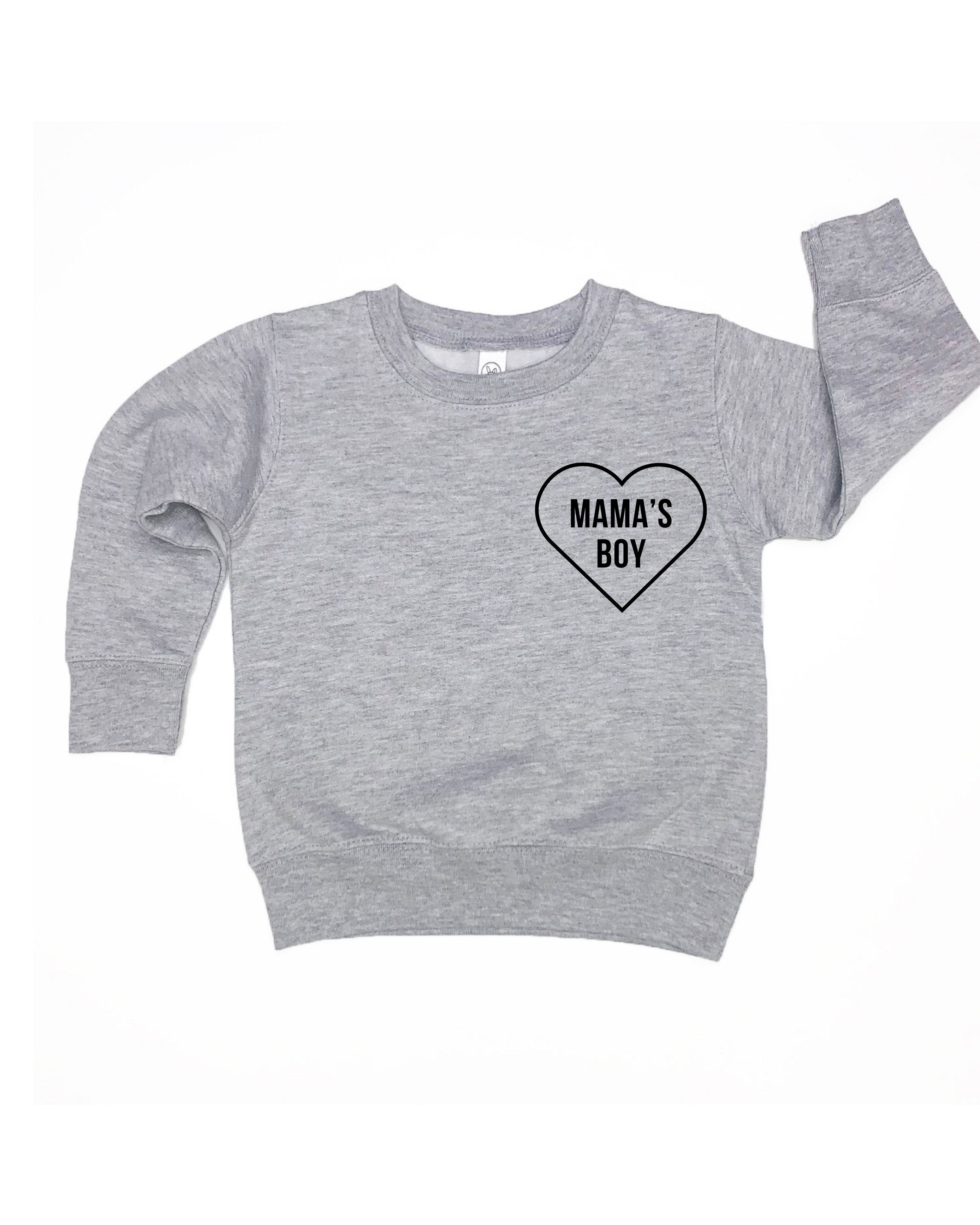 Mama's Boy Pocket Sweatshirt - Kids Minimalist Knit Pullover
