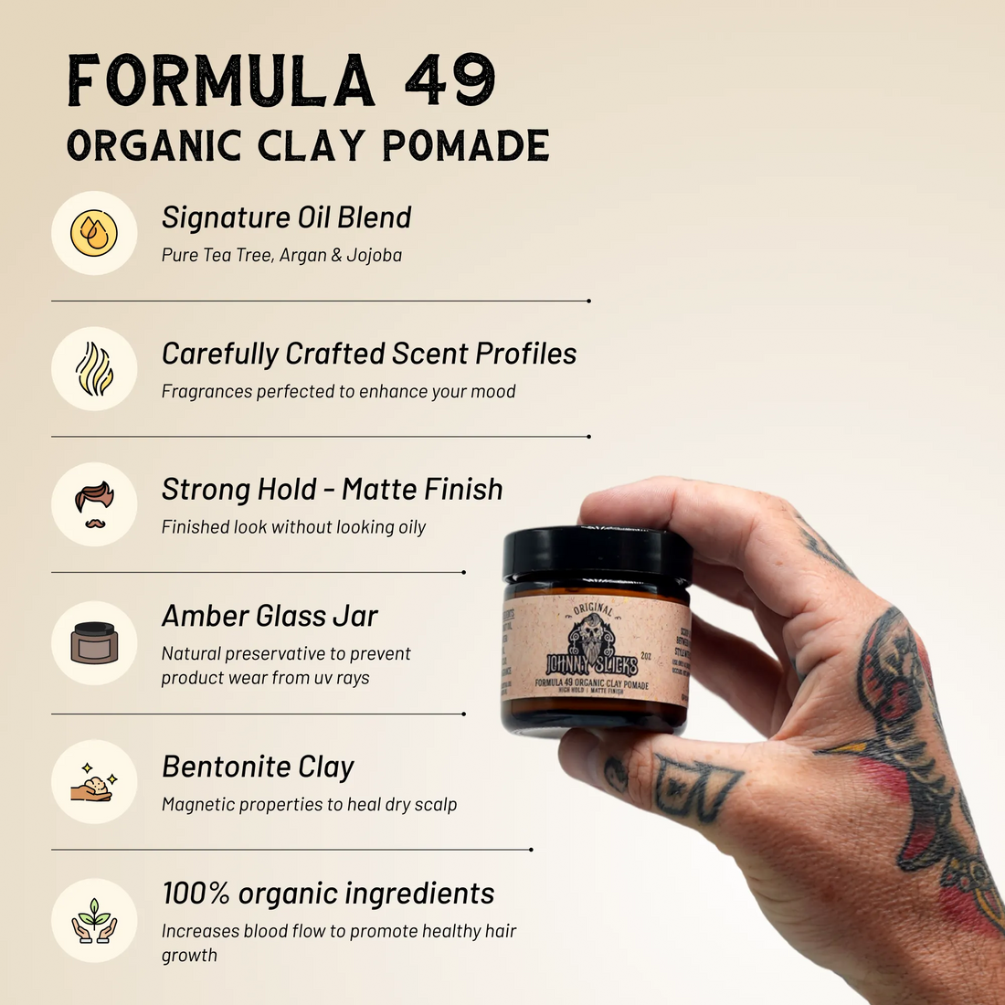 Formula 49 Organic Clay Pomade High Hold Matte Finish 4oz - Image 4