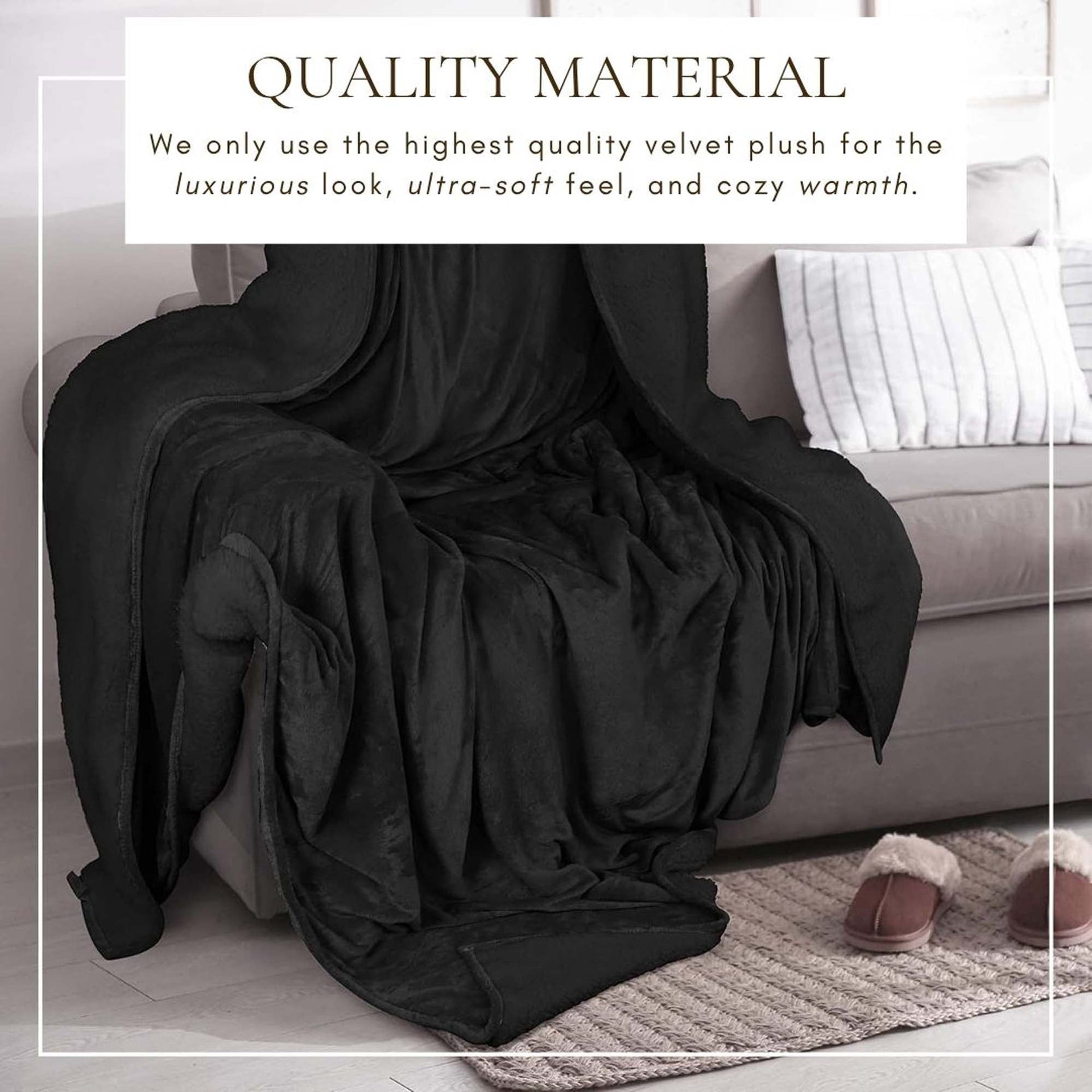 White Velvet Plush Sherpa Reversible Bed Blanket Ultra Soft - Image 36