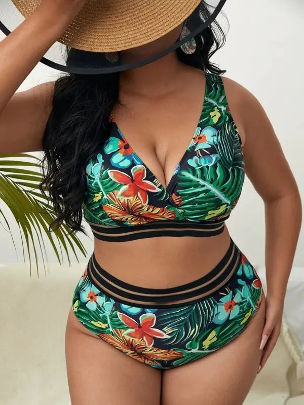 Women's Plus Size High-Waist Bikini Swimwear