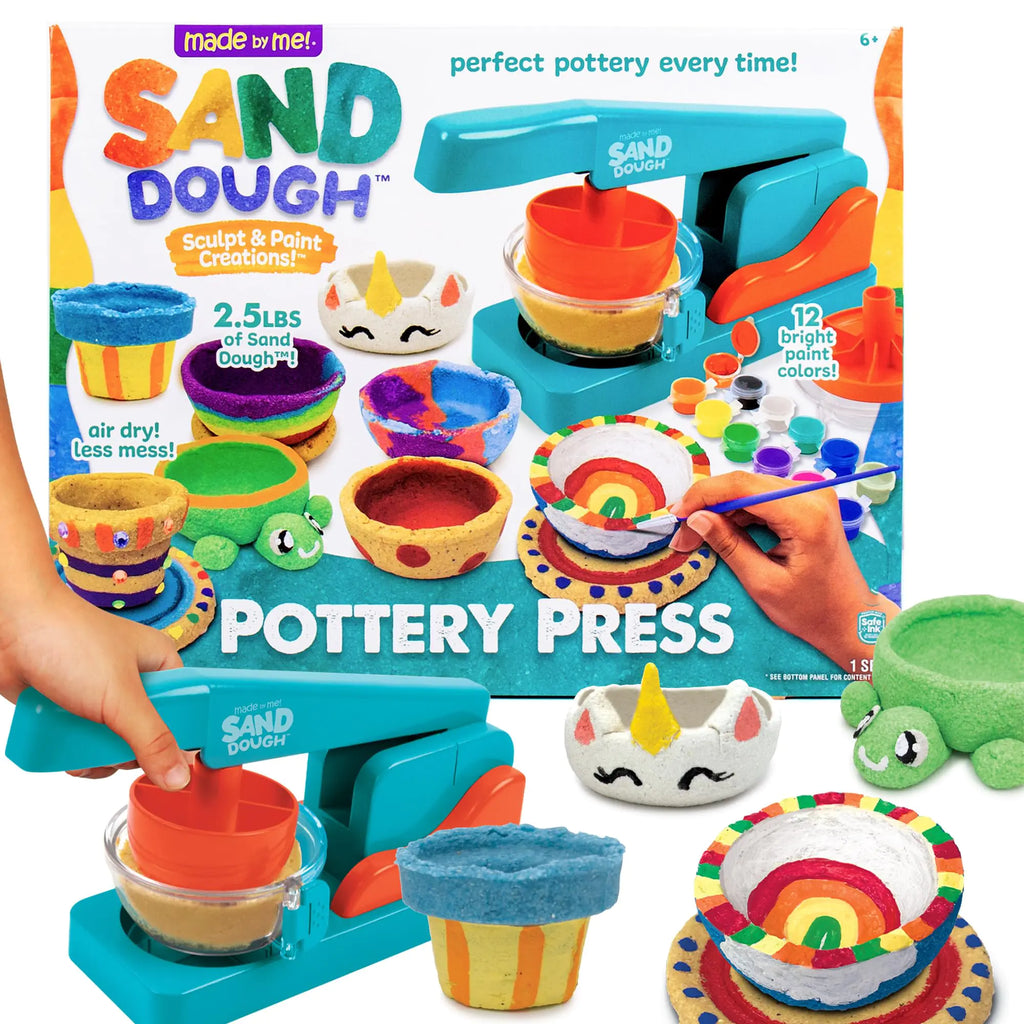 Made By Me! Sand Dough Sculpt & Paint Creations! Pottery Press Sand Dough Bowl Kit Paint & Create Your Own Pottery Mess-Free Pottery Kit for Kids Great Arts & Craft Activity for Ages 6 7 8 9