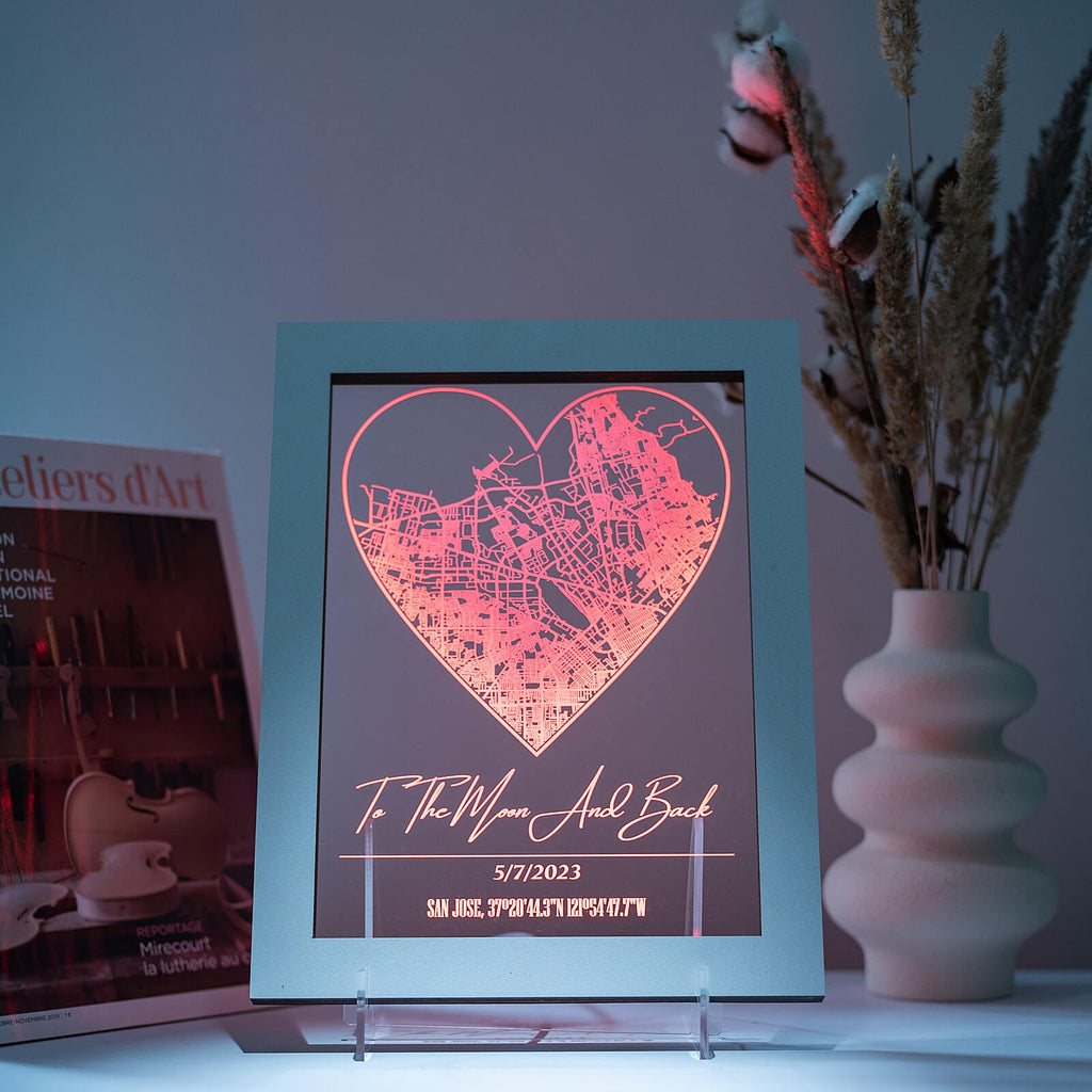 Custom City Map Light Frame - Personalized Urban Art