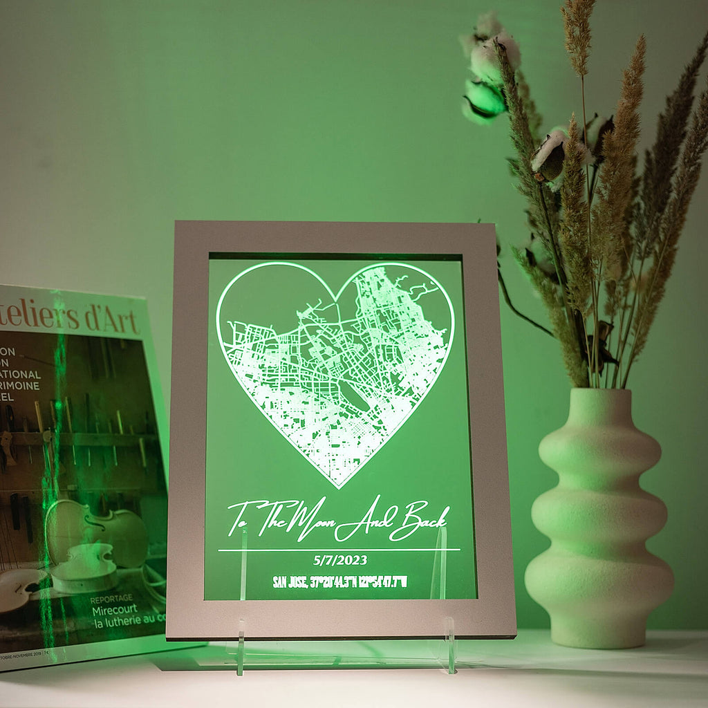 Custom City Map Light Frame - Personalized Urban Art