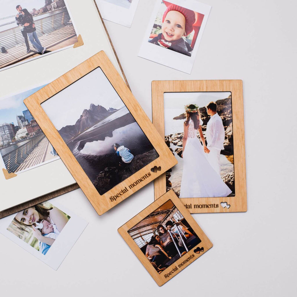 Travel Themed Photo Frame Bundle: 9 Wooden Frames and Pins Set