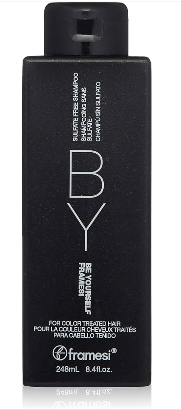 8.4 oz bottle of Framesi BY Be Yourself Sulfate-Free Shampoo for color-treated hair