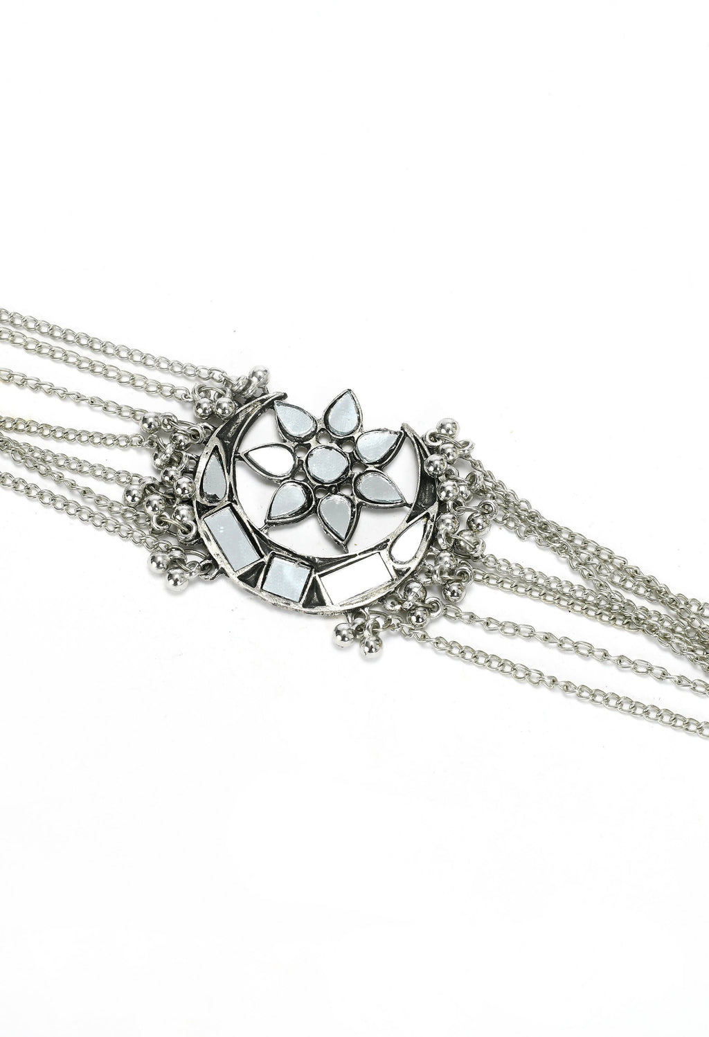 Silver-Plated Brass Finish Traditional Mirror Choker