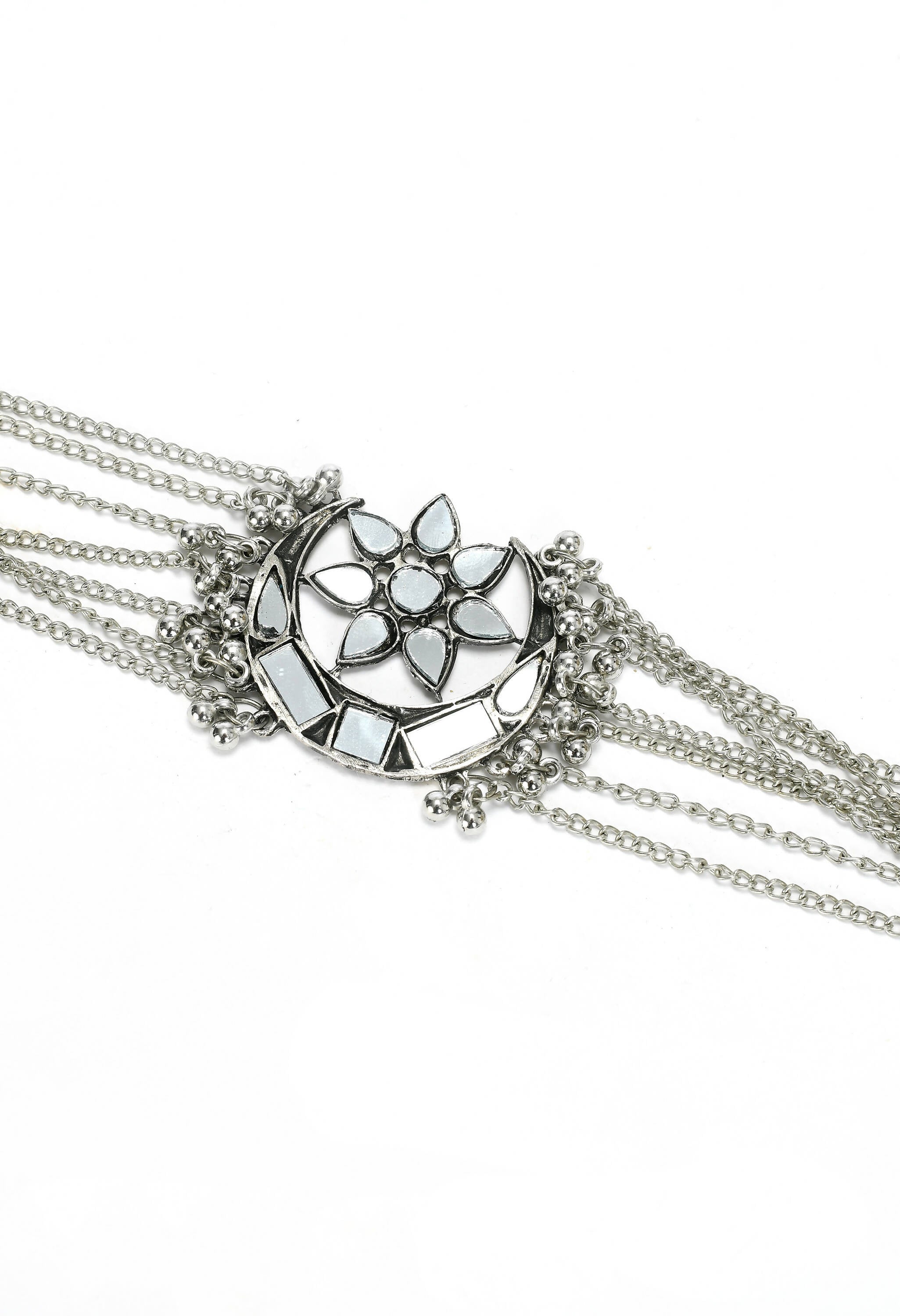 Silver-Plated Brass Finish Traditional Mirror Choker