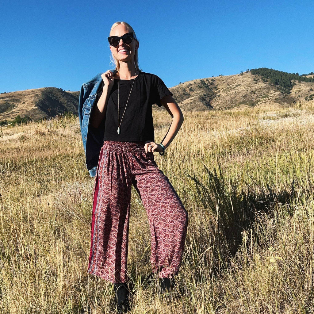 Free Spirit Wide-Leg Palazzo Pants – Flowy Bohemian Lounge Wear