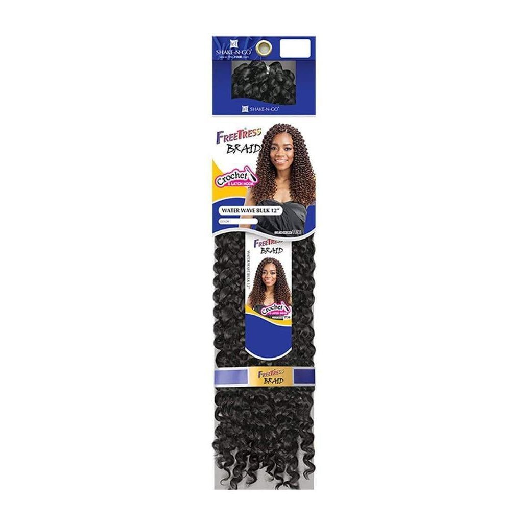 Close up of 12-inch Water Wave crochet braiding hair extensions in a natural wavy texture