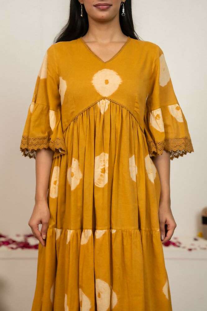 Musard Yellow Tie & Dye Cotton Suit Set for Women