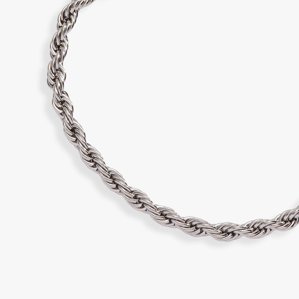 Adjustable French Rope Chain Bracelet in Silver Stainless Steel
