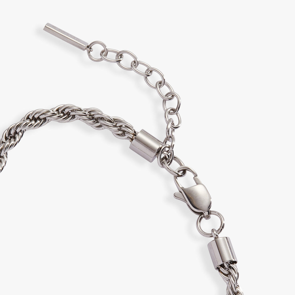 Adjustable French Rope Chain Bracelet in Silver Stainless Steel