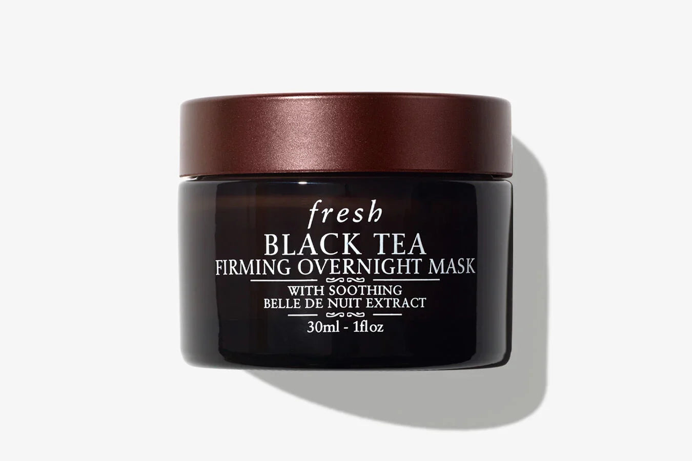 Jar of Fresh Black Tea Peptide Firming Overnight Mask with a velvety texture