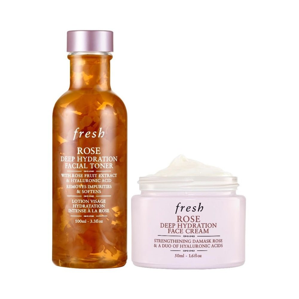 Rose Deep Hydration Facial Toner and Face Cream Skincare Duo