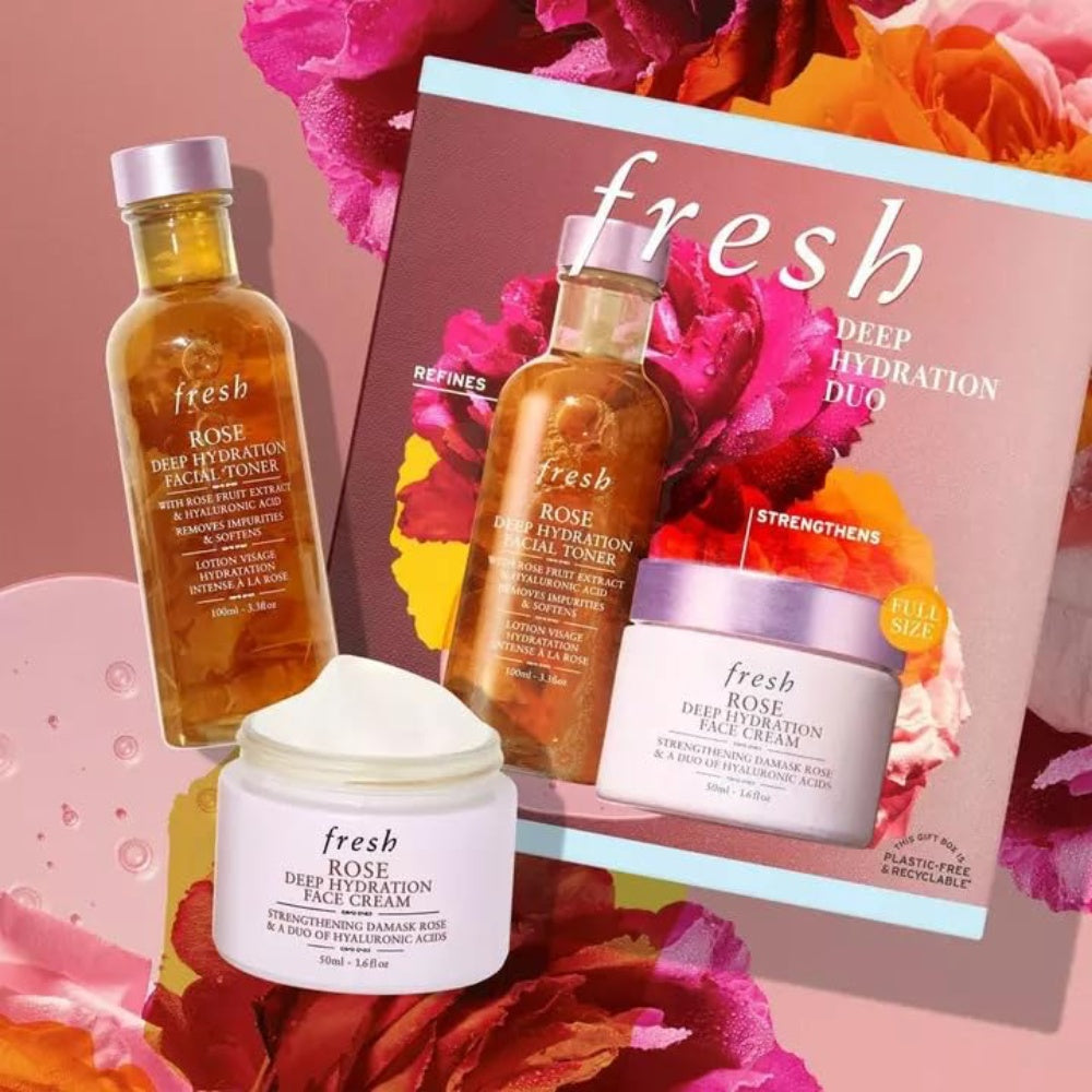 Rose Deep Hydration Facial Toner and Face Cream Skincare Duo