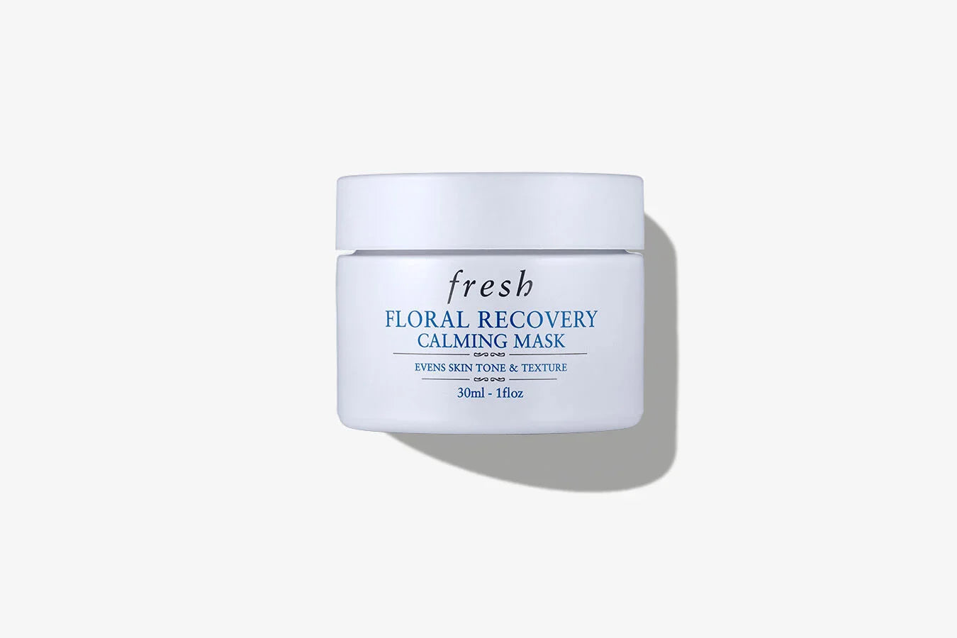Minimalist white bottle of Fresh Floral Recovery Calming Mask