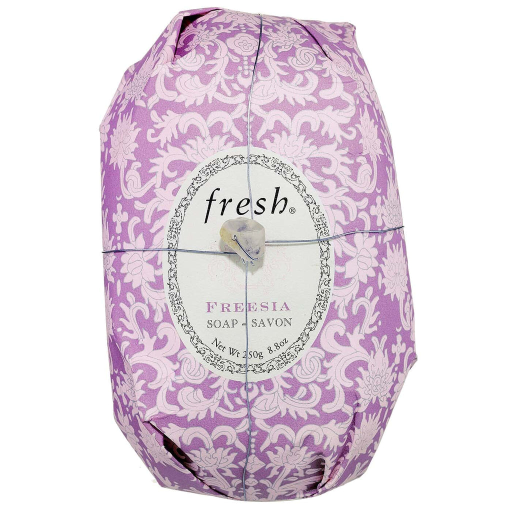 Decorative floral wrapped Fresh brand oval body soap with semi-precious stone detail.
