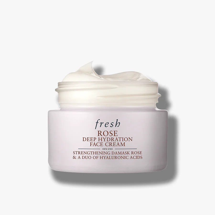 A jar of Fresh Rose & Hyaluronic Acid Deep Hydration Moisturizer by Nava Beauty, showcasing a premium skincare aesthetic.
