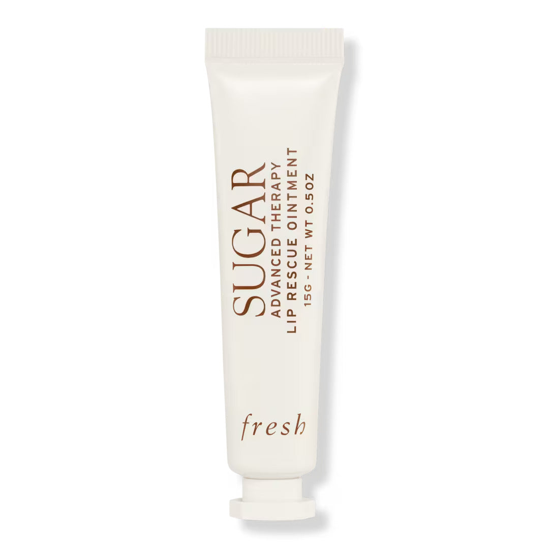 A 15g tube of Sugar Advanced Therapy Lip Rescue Ointment for dry and flaky skin repair.