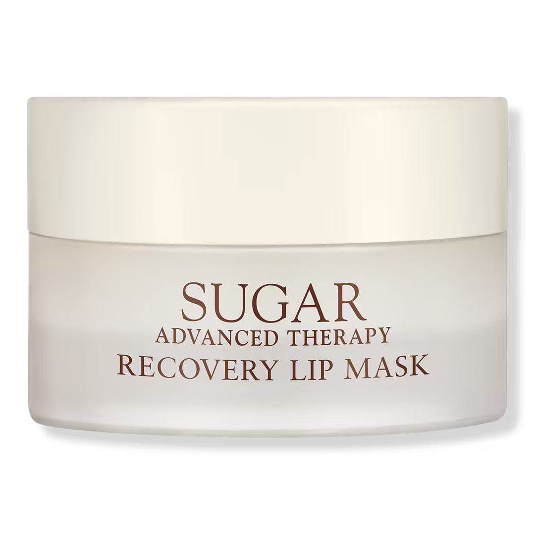 Frosted clear jar of Sugar Recovery Lip Mask Advanced Therapy