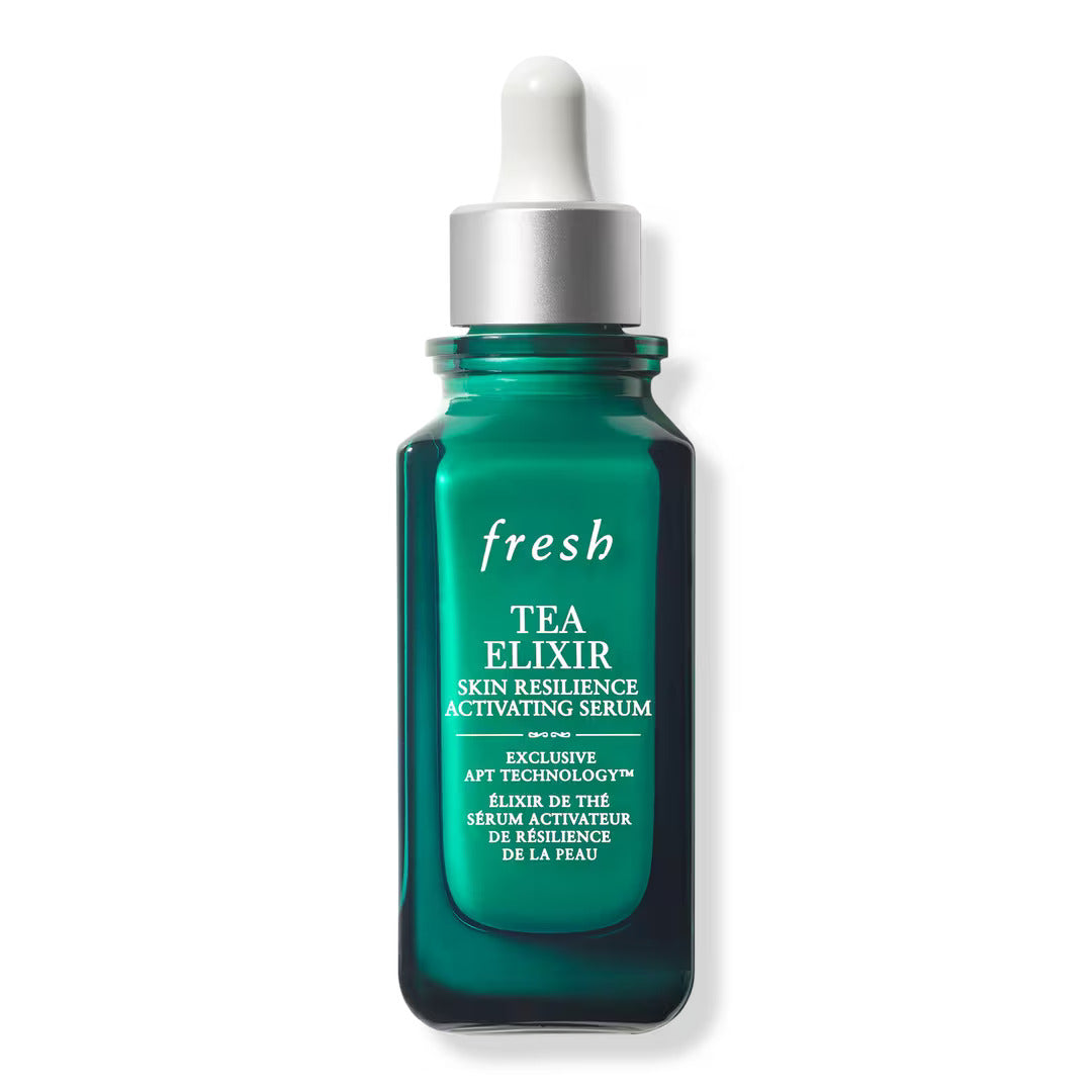 Green and silver bottle of Fresh Tea Elixir Skin Resilience Serum