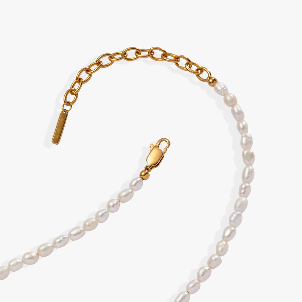 Genuine Freshwater Pearl Pendant Necklace with Gold-Tone Accents