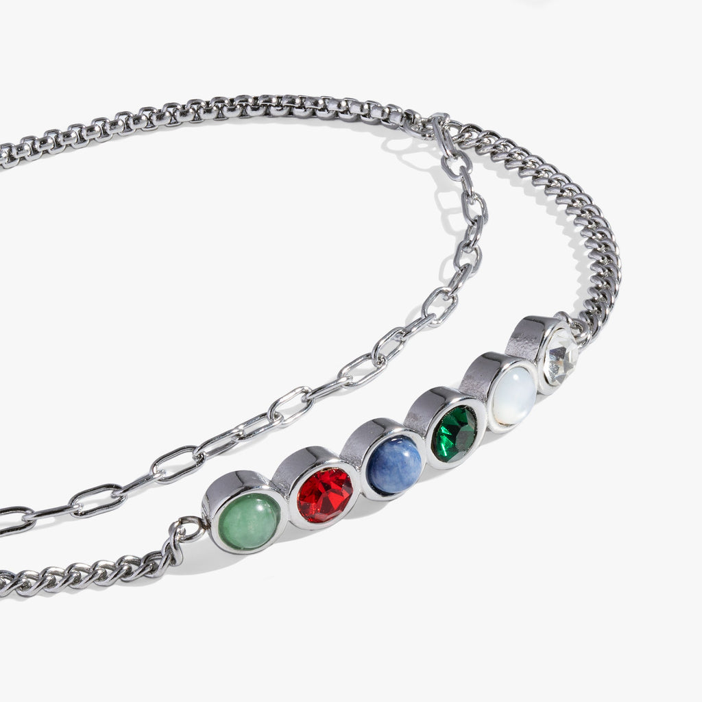 Friend Hidden Message Acrostic Bolo Bracelet with Multi-Gemstone