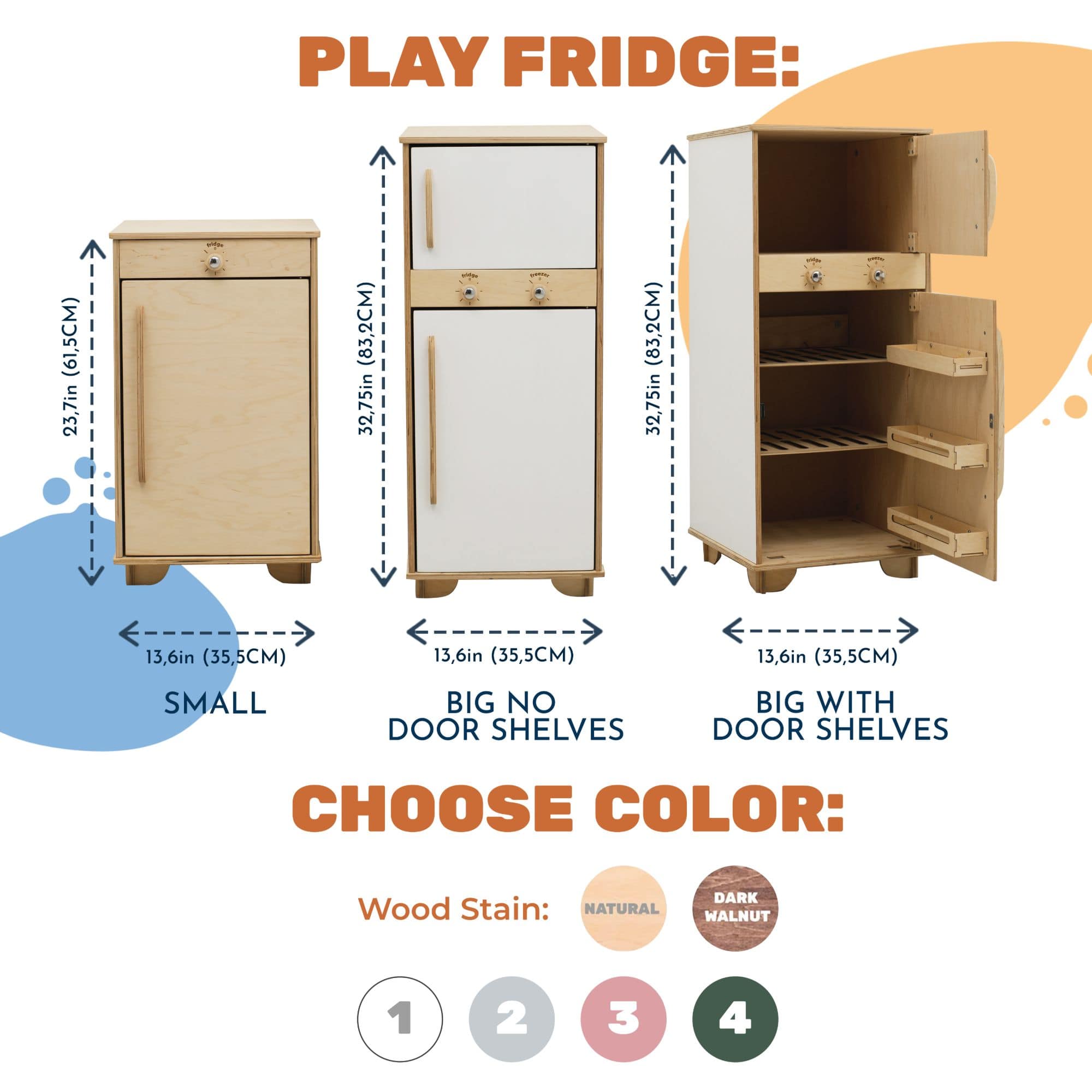 Minimalist Scandi Wooden Play Fridge for Kids – Beige & White