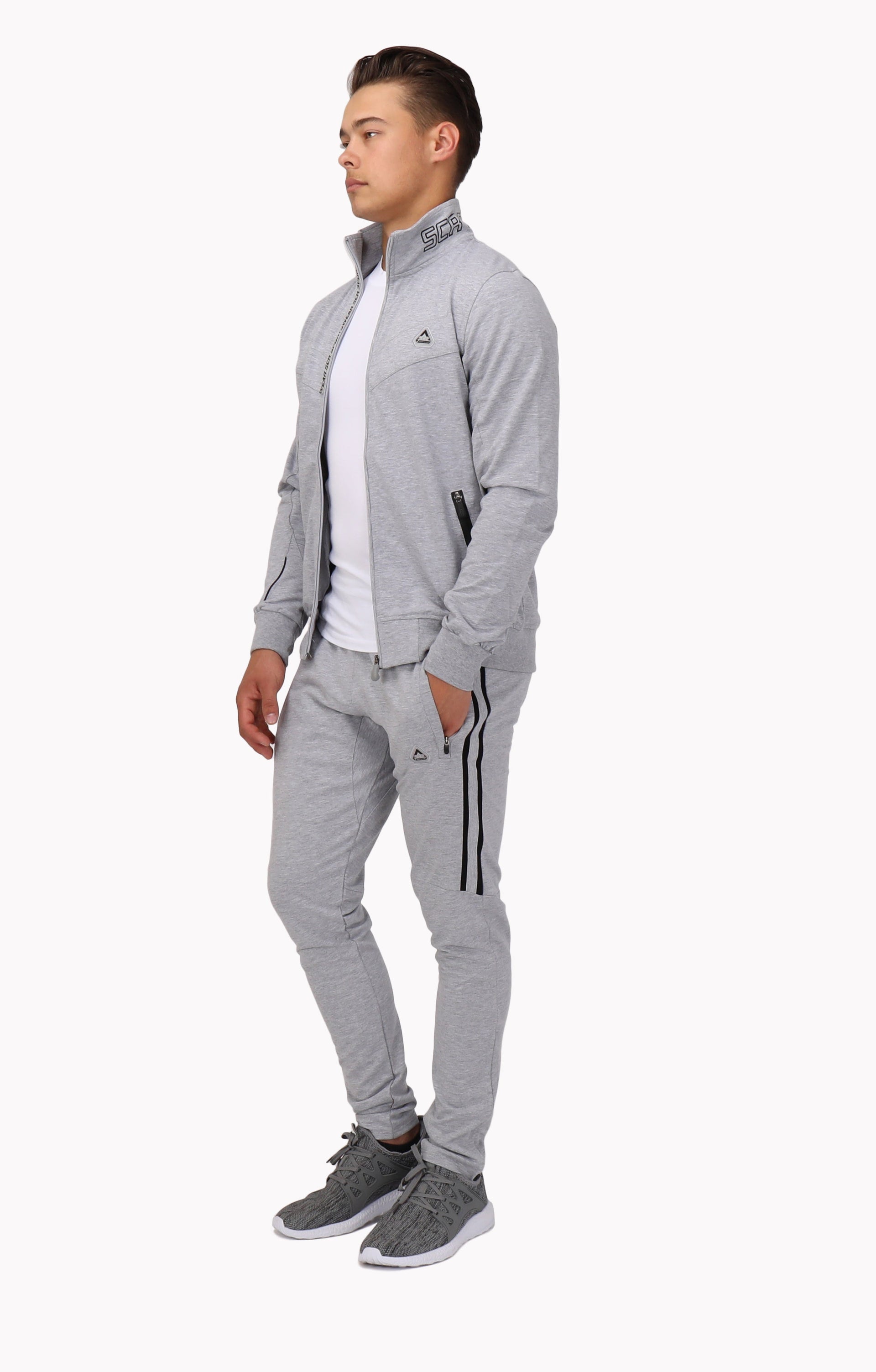 Men's Black Full Zip Athletic Sweatshirt with Stand Collar - Image 12