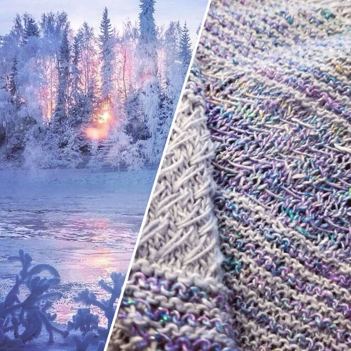 Frosted Forest Wrap Knitting Kit - Bohemian Lavender & Blue Scarf
