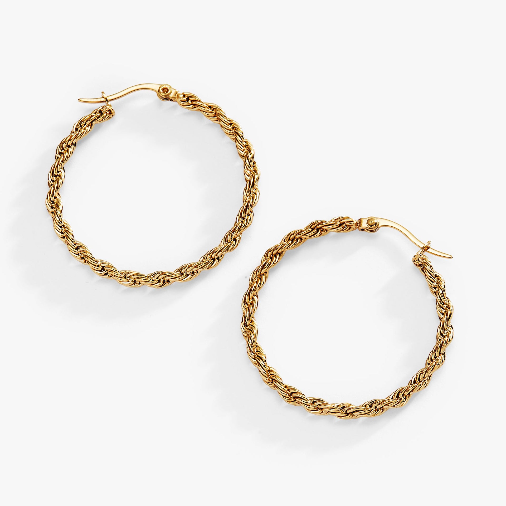 Frozen French Rope Hoop Earrings in Gold and Silver