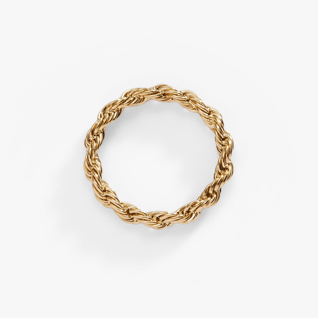 Frozen French Rope Ring in stainless steel featuring a detailed rope texture, shown as a stackable band
