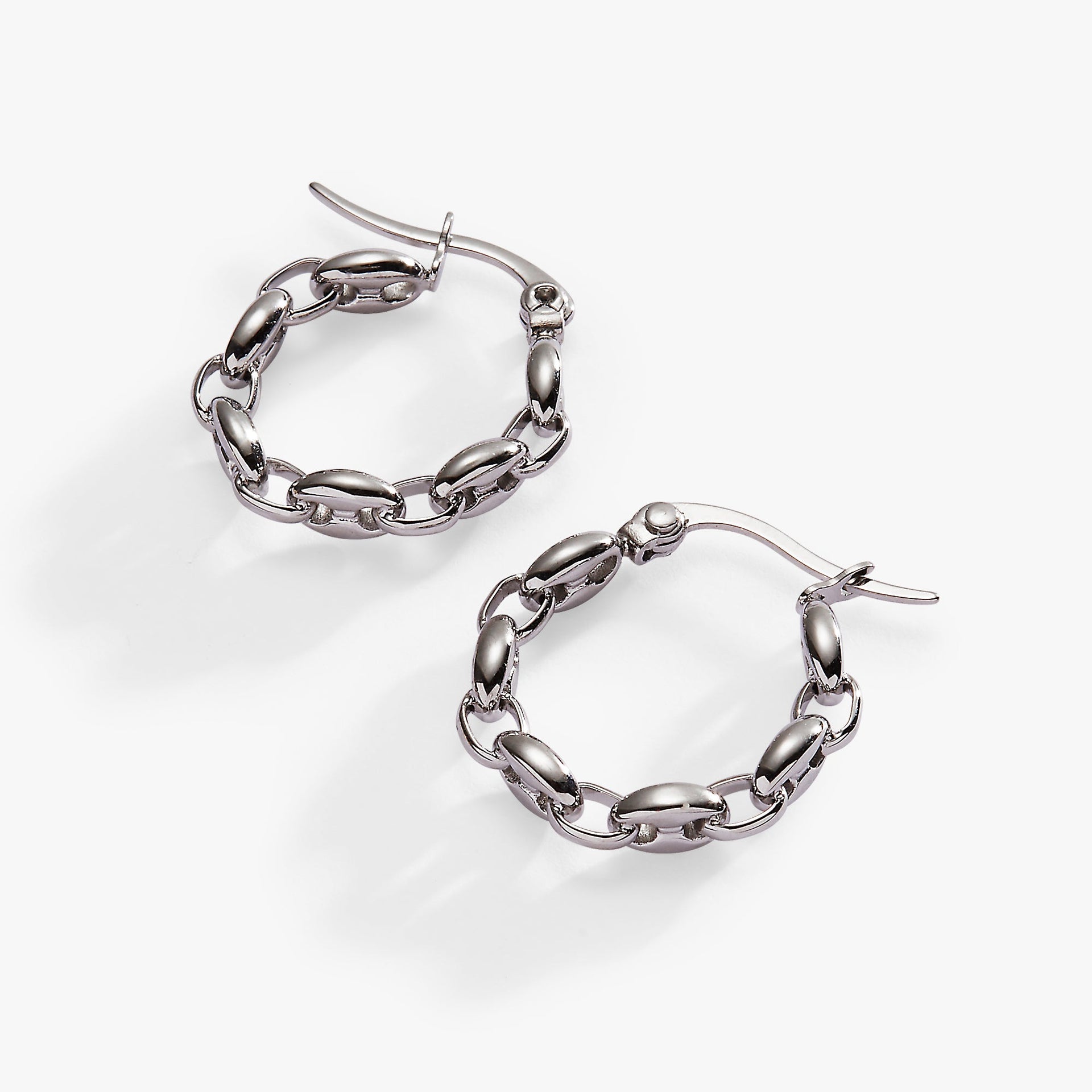 Frozen Mariner Chain Hoop Earrings in Durable Stainless Steel