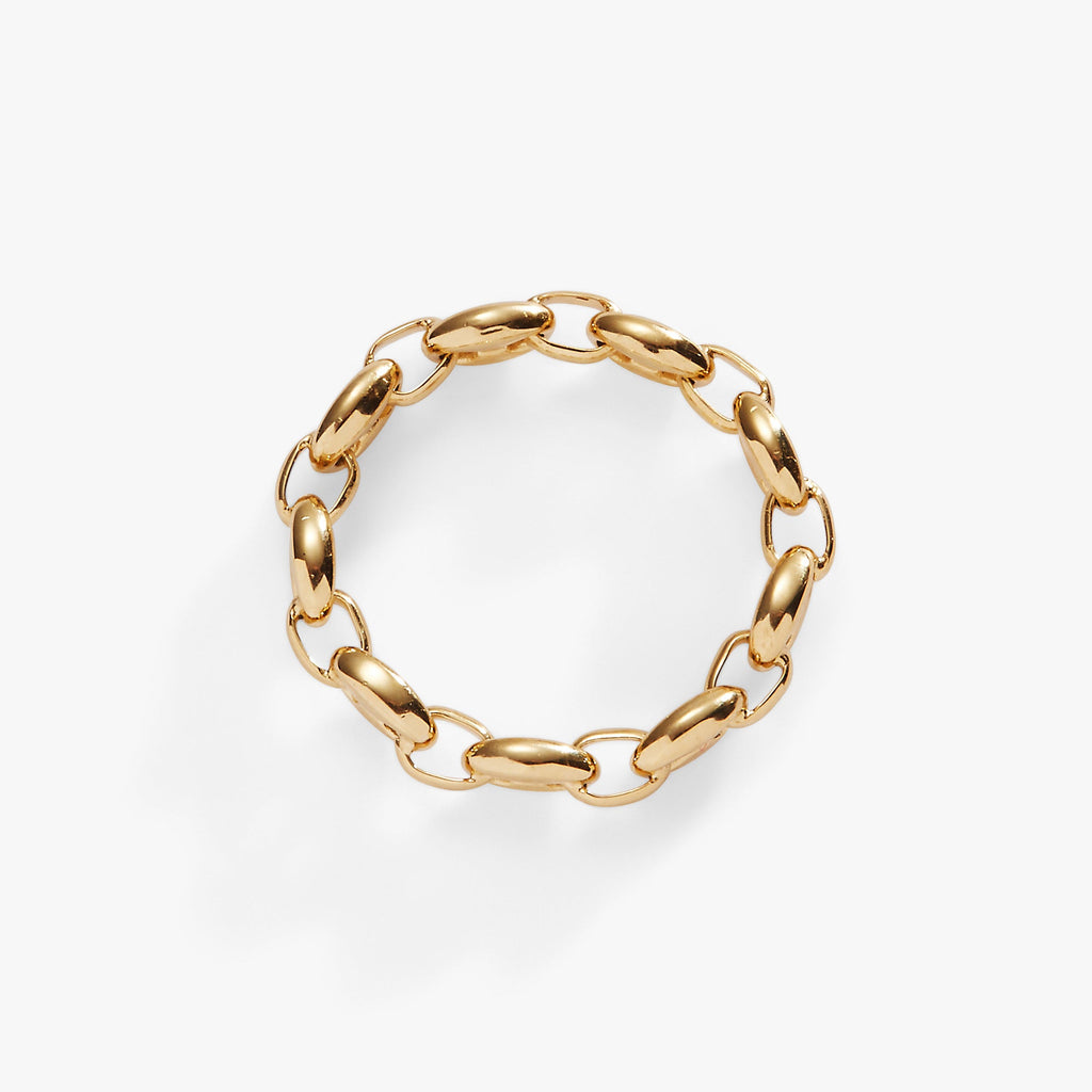 Frozen Mariner Chain Ring in Polished Gold - Minimalist Stackable