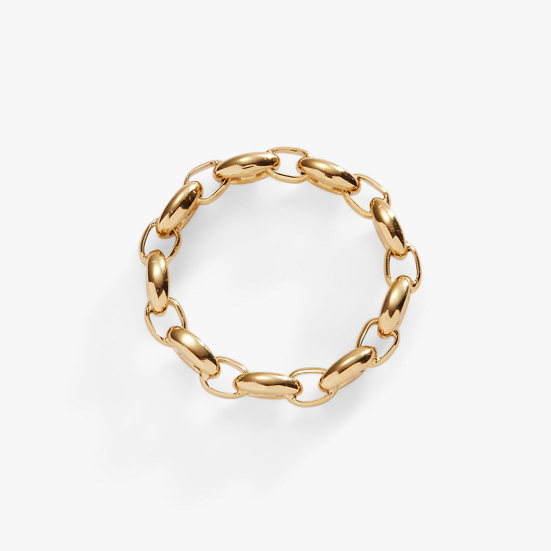 Frozen Mariner Chain Ring in Polished Gold - Minimalist Stackable