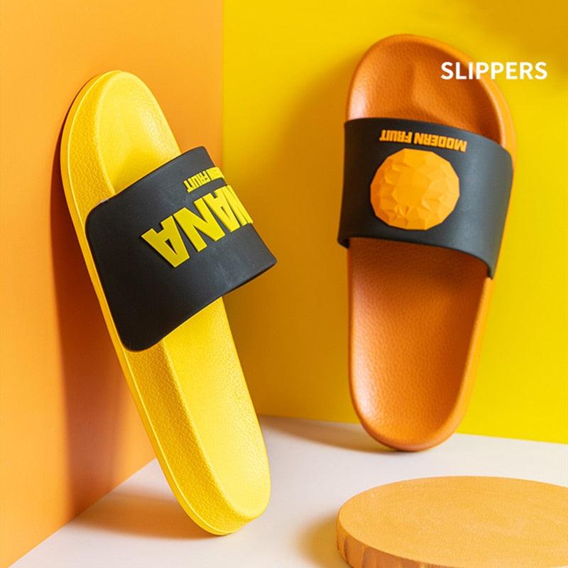 Fruit Banana Print Summer Indoor Slippers Non-Slip Bathroom Slides