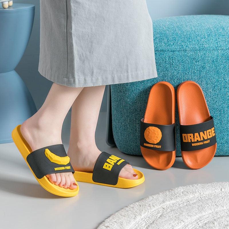 Fruit Banana Print Summer Indoor Slippers Non-Slip Bathroom Slides