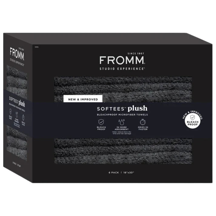 Fromm Softees Plush Towel in Dark Grey, a bleachproof and highly absorbent hair towel.