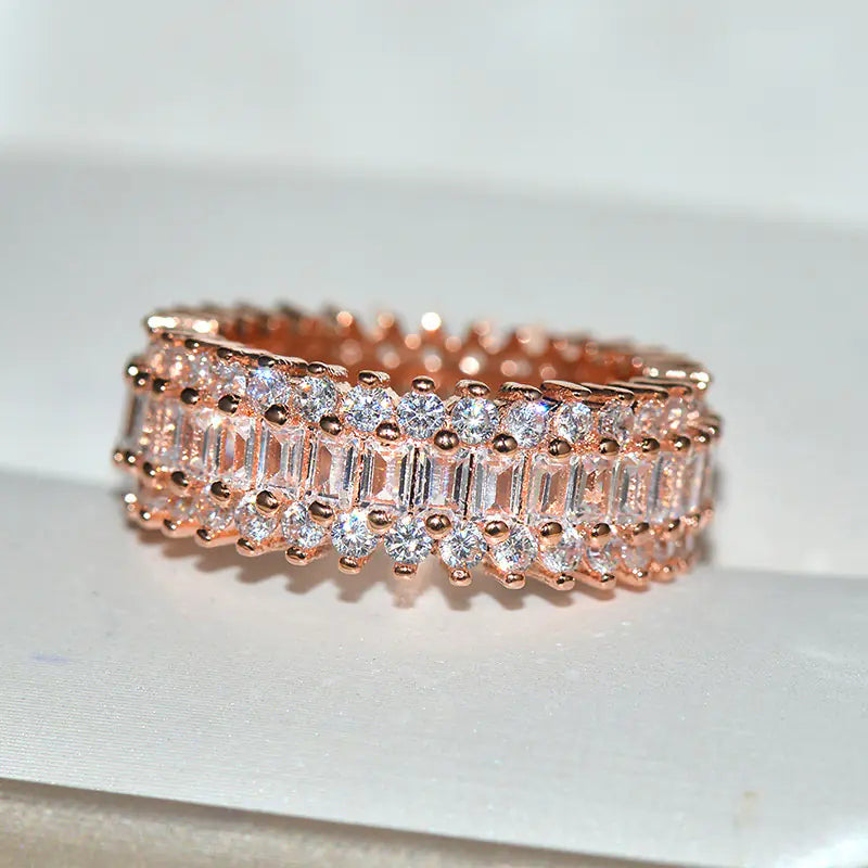 Gold Encrusted Zircon Ring Decoration