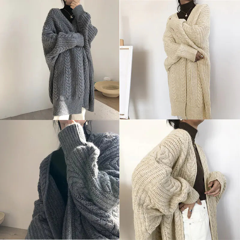 Women's Thick Knitted Long Sweater Coat for Fall/Winter