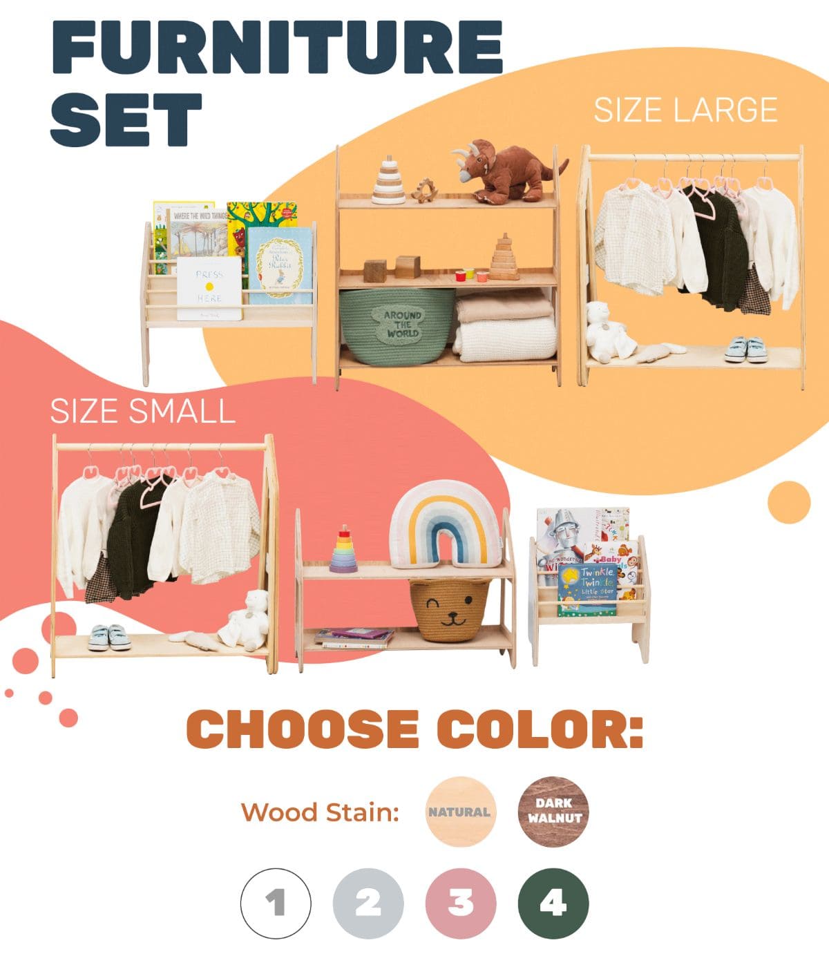 Montessori Playroom Organization Furniture Set