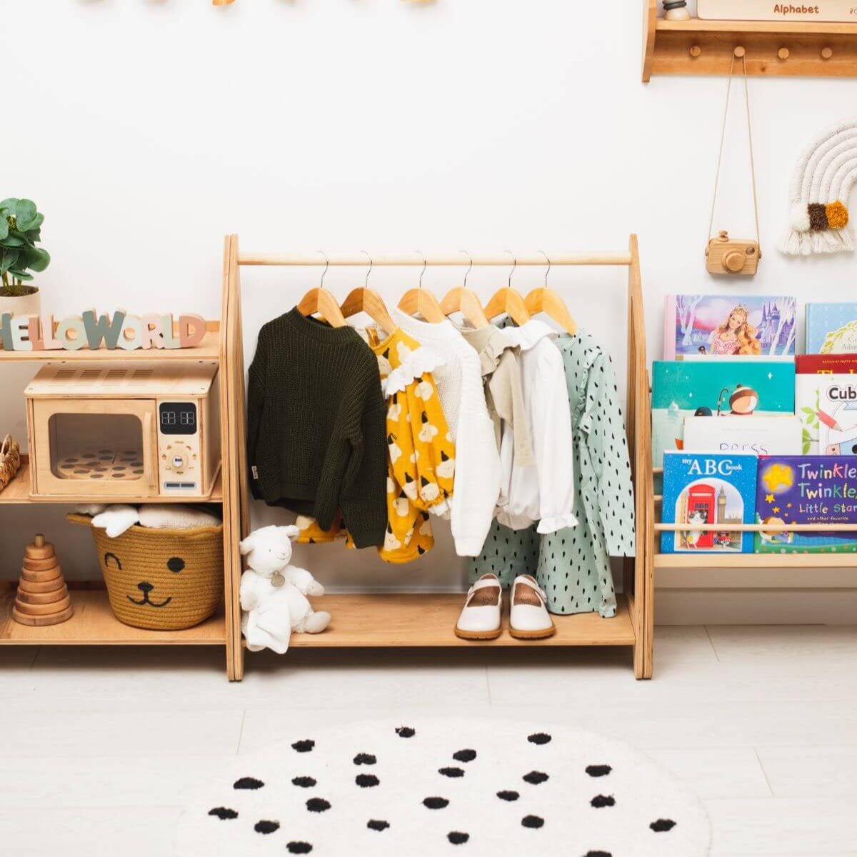 3-Piece Montessori Toddler Playroom Furniture Set with Bookshelf