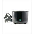 Fusion Glue Pot in solid gloss black metal, sitting on an industrial office desk